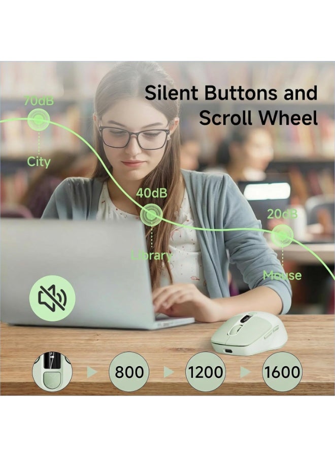 Eweadn Wireless Bluetooth Mouse With Battery & DPI LED Screen Display,BT & 2.4G Silent,Quiet Click,Portable Computer Accessories For Laptop/PC/Mac(Green) - Image 5